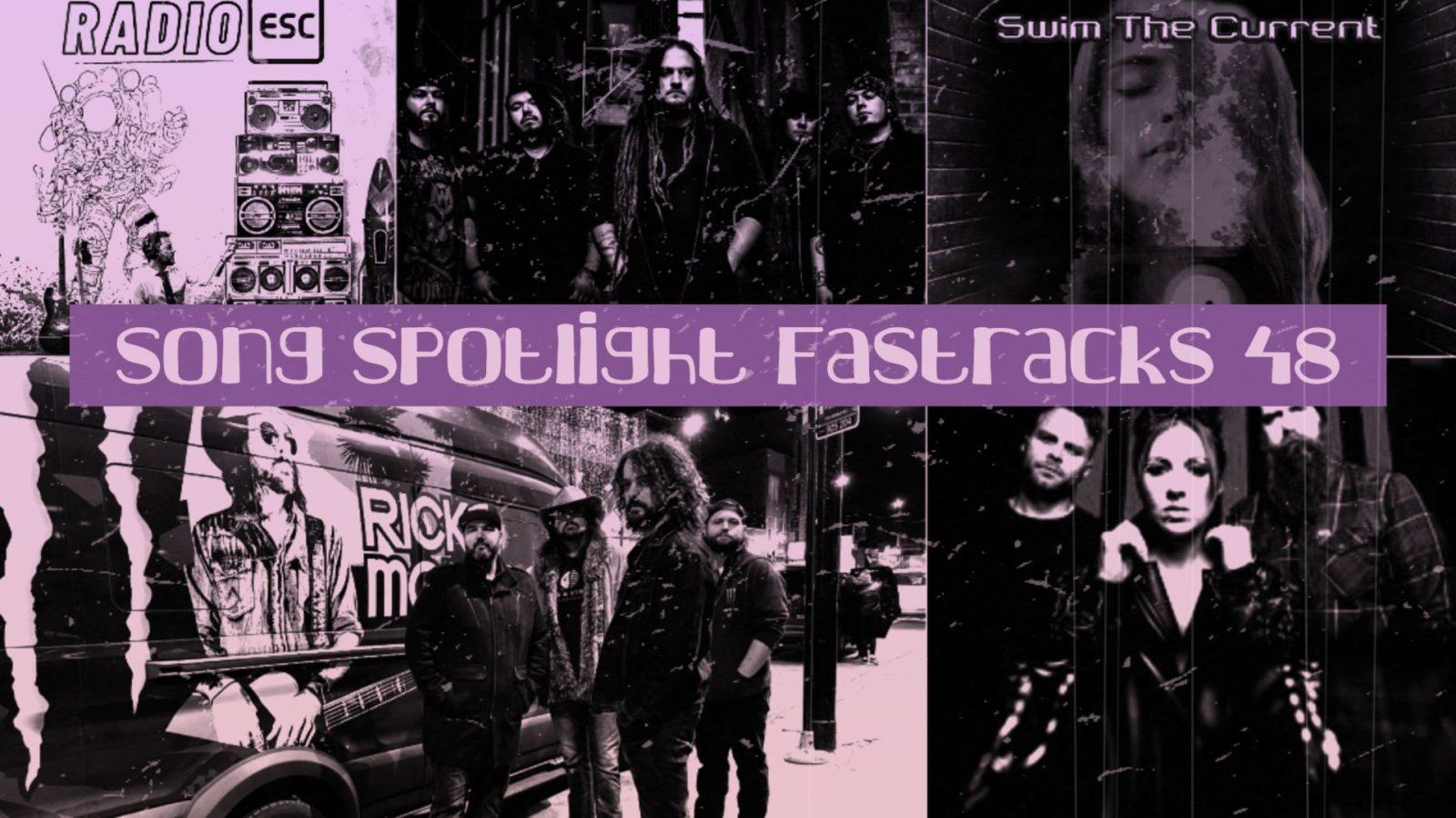 collage of 5 musicians headshots with light purple text overlay that reads "song spotlight episode 48