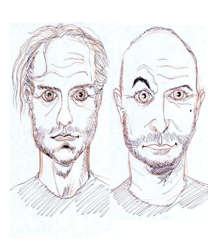 drawing of 2 men's heads
