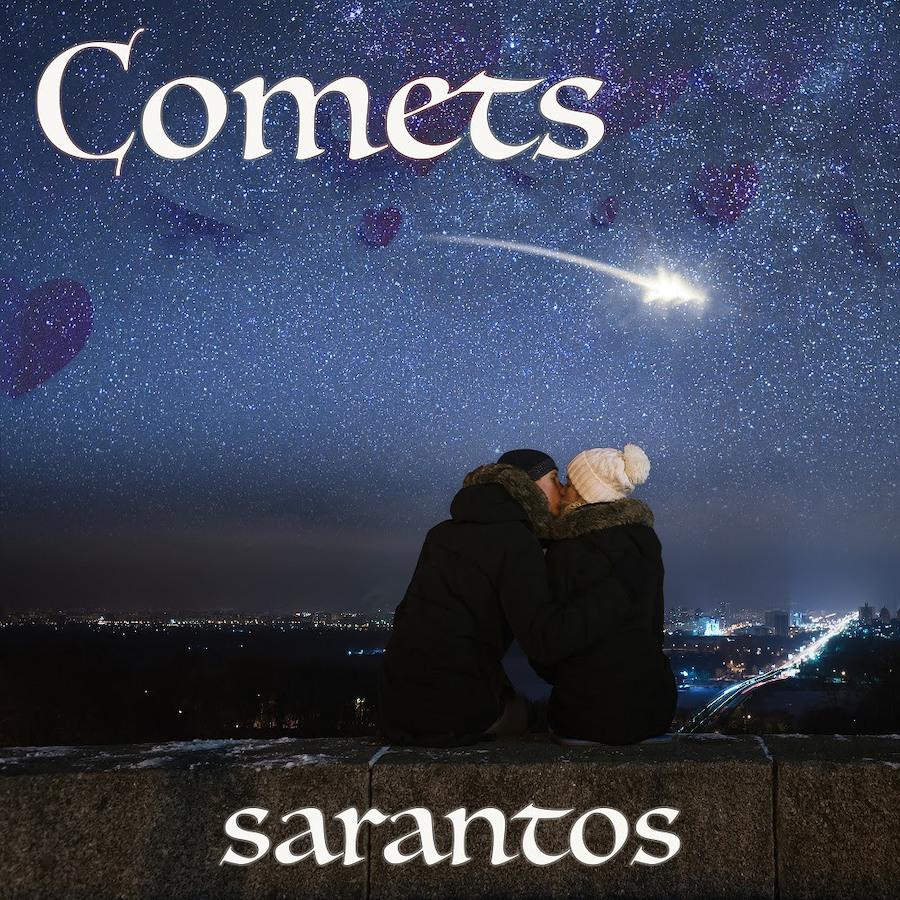 night sky with a shooting comet