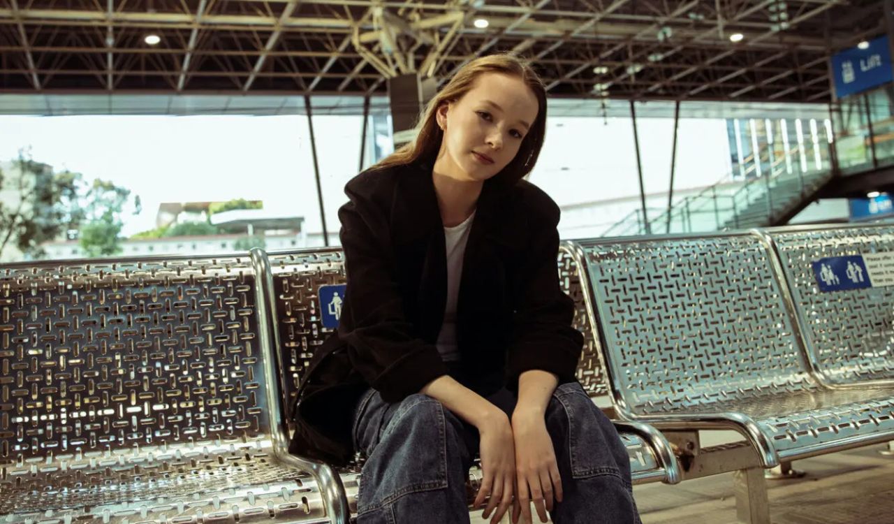 woman sitting on a bench